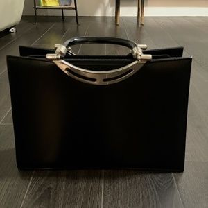 Beautiful and elegant black faux-leather purse- like new!